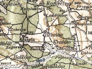 Kobyla Wieś i okoliczne miejscowości na mapie z 1925 r. Mapa Operacyjna Polski, Wojskowy Instytut Kartograficzny 1925, skala: 1:300 000.