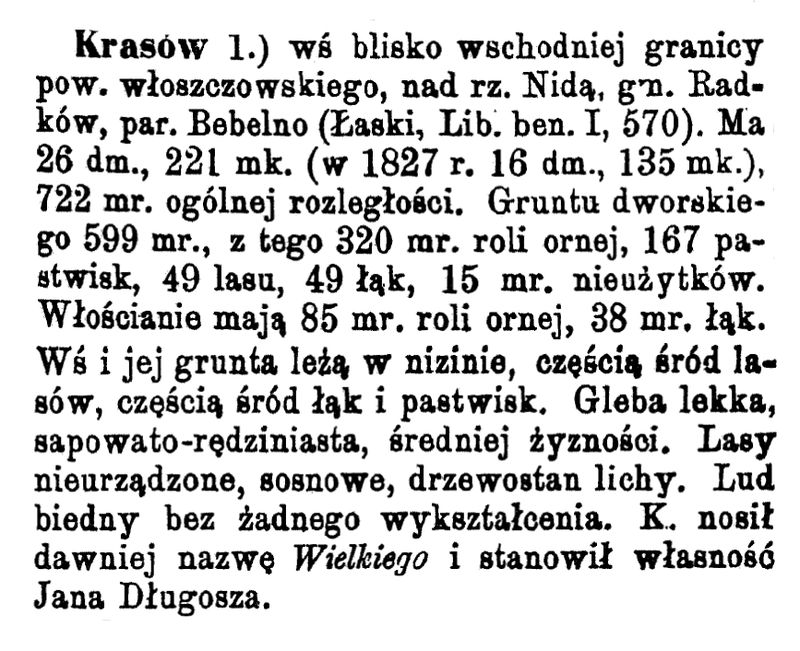 Krasów w Słowniku Geograficznym Królestwa Polskiego i innych krajów słowiańskich.