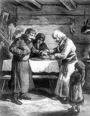 Wigilia w chacie wiejskiej. „Kłosy” 1878 r.