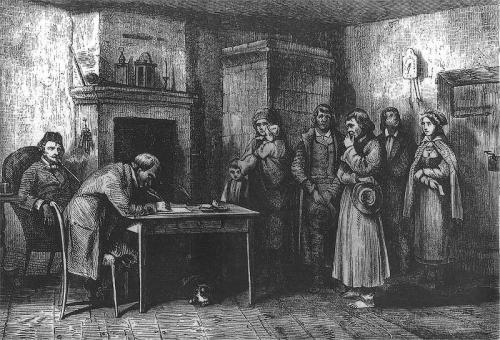 Obrachunek robocizny. Ilustracja z Tygodnika Ilustrowanego 1860 r.